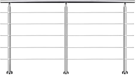 AICA Barandilla de escalera de acero inoxidable - pasamanos de escalera para interior y exterior escaleras, parapeto, balcón (200 cm 5 barras transversales )