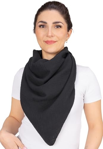 Seasons of April Damen Musselin Schal in Dreieck Form, aus 100% Baumwolle leicht & weich, viele Farben - Luisa