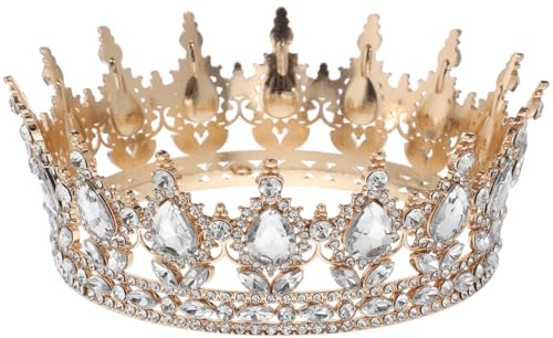 CALLARON Retro Krone Mit Strass Weißes Tiara Haaraccessoire Für Braut Hochzeit Verlobung Abschlussball Und Fotoshooting Leichtes Diadem Für Damen
