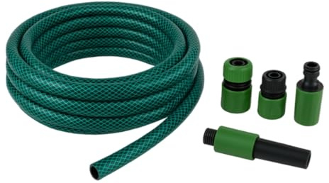Kinzo Gartenschlauch Set 30 Meter - Wasserschlauch 14mm (1/2) max. 6Bar - mit 3 Kupplungen und 1 Sprühstück - Geeignet für Gartensprenger - grün
