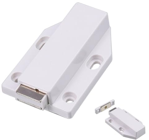 Push to Open Magnetischer Schrankriegel für Schranktüren, Türverschluss mit integrierter Feder, 76,3 x 46,3 x 17,3 mm, Weiß (1 Stück)