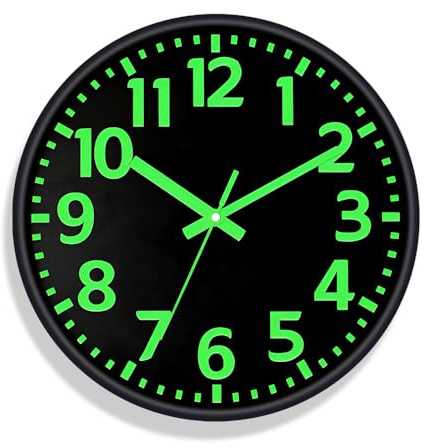 ZMCVOE Wanduhr Leuchtend, 30 cm Leuchtende Wanduhr, Ohne Tickgeräusche Küchenuhr Funk Leuchtend, Batteriebetrieben Leuchtende Funkuhr Wand, Funkuhr Wand Leuchtziffern für Schlafzimmer Küche
