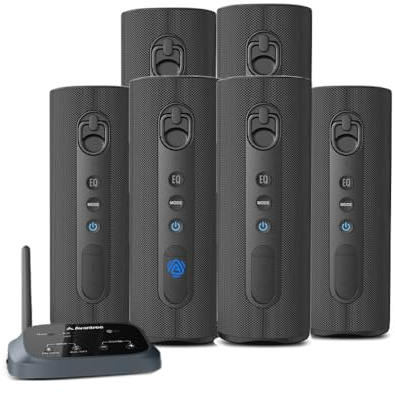 Avantree Harmony A1 - Auracast Multi-Room Wireless Speaker System for Music, Parties & House Gatheings, 1 Transmitter with 6 Auracast Bluetooth Speakers