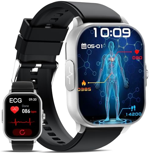 YYKY 2026 Neue Smartwatch mit EKG/ΒΙυτｚυcker/Gesundheitsuhr/24H blυtdrυckmessυng/Herzfrequenz 2.01Smart Watch ΒΙυtdrυck Uhr/HRV/Harnsäure/Telefonfunktion/Schlaf/Apnoe-Monitor/SpO2 Wetter iOS Android