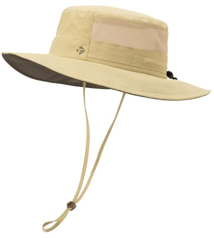 TOP-EX Faltbarer Fischerhut für Damen und Herren, UV 50 Schutz, Beige M/L
