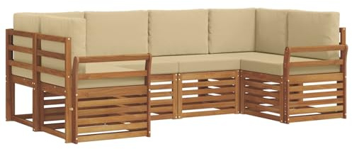 vidaXL 20-teiliges Sofa-Set aus natürlichem Akazienholz, massiv, modern, rechteckig, rechteckig, langlebige Terrassenmöbel, aus Akazienholz