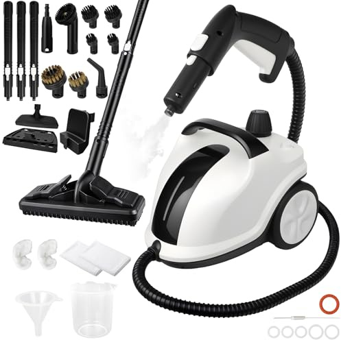 Steam Cleaner Steamer with 29 Accessories, Powerful 2000W Multipurpose Portable Steam Mop for Cleaning to Remove Grime, Grease, for Multi-Surface Floors, 16.4ft Power Cord and 6.5ft Hose