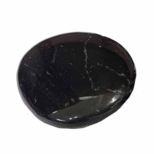 Turmalin schwarz Schörl flacher Trommelstein Handschmeichler Gute Qualität ca. 35-40 mm