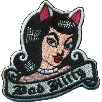 Rockabilly Bad Kitty cat Lady Girl Biker Rocker Tattoo Aufnäher Patch Aufbügler