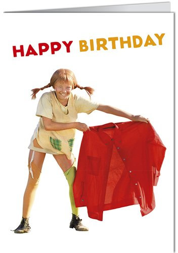 Grußkarte 11,5x16 cm +++ PIPPI LANGSTRUMPF von modern times +++ PL PIPPI TORRERO HAPPY BIRTHDAY +++ KARTENKOMBINAT © Saltkråkan AB & AB Svensk Filmind