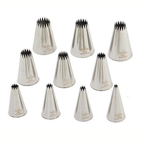 Decora 0263485 Set 10 Douilles ÉTOILE, INOX, Argent