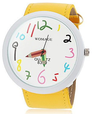 FENKOO Damen Modeuhr Quartz PU Band Armbanduhr/Karton Schwarz/Blau/Rot/Orange/Grün/Gelb