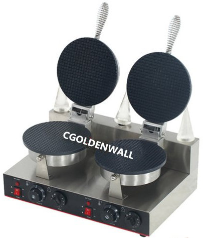 CGOLDENWALL 2pcs Commercial Electric Round ice cream cone machine cone maker waffle machine Baker Iron Toaster Making Machine CE approved (Round Shape)