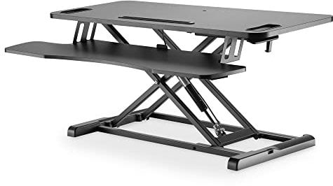 DIGITUS Ergonomischer Schreibtisch-Aufsatz für gesundes Arbeiten - Sitz-Steh Arbeitsplatz - Zwei Ebenen - Stehpult - Standtisch - Steharbeitsplatz - Schwarz