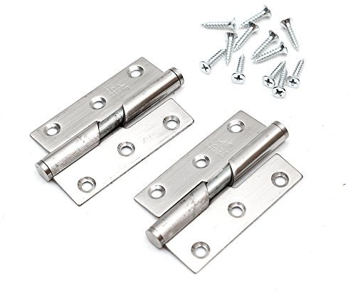 Pair of 3/76mm Rising Butt Lift Off Door Hinge Stainless Steel - Left Handed