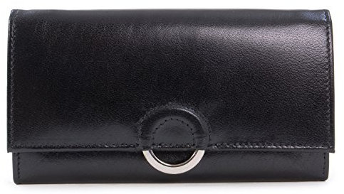 Catwalk Collection Handbags - Grand Portefeuille Femme Cuir - Porte Monnaie - 8 Emplacements pour Cartes - RFID Blocage - Odette - Noir