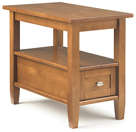 SIMPLIHOME Warm Shaker 14 Wide Solid Wood End Table in Light Golden Brown
