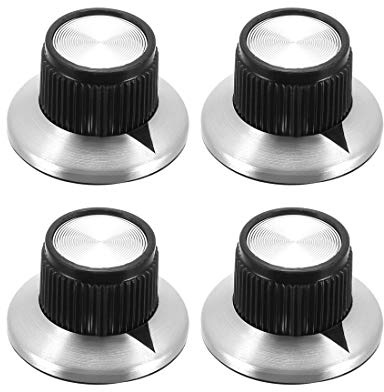 sourcing map 4Pcs Speaker Control Knob Power Amplifier Knob 24x14mm Arrow Indication Knob Cap for 6mm Dia. Shaft Potentiometer