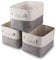 Mangata Small Canvas Storage Box, Fabric Storage Basket with Handles for Cupboards, Shelves, Clothes, Toys (3 Pack, Foldable, Grey White)