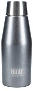 BUILT Botella Termo Antigoteo Hermética 100% Reusable y Libre de BPA de Acero Inoxidable 18/10 330ml Negro Carbón