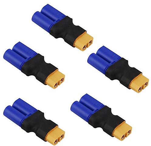 LINSYRC 5-Pack XT60 Buchse auf EC5 Männlich Stecker Adapter für RC Lipo Akku (XT60 Buchse auf EC5 Männlich)