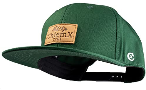 ChiemX Unisex Baseball Snapback Cap mit Lederpatch und Schirm Gerade Grün Unisize