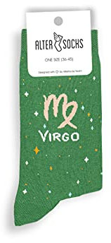 ALTER SOCKS Lustige Socken | Sternzeichen Jungfrau Geschenke | Sternzeichen Socken Damen & Herren | witzige Strümpfe | Größe 36 – 45 (Jungfrau (Virgo))