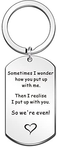 WTOPP Funny Anniversary Keyring Valentine's Day Gifts Wedding Anniversary Keyring Gifts Birthday Gifts for Him Her Witty Keyring for Husband Banter Keyring for Wife