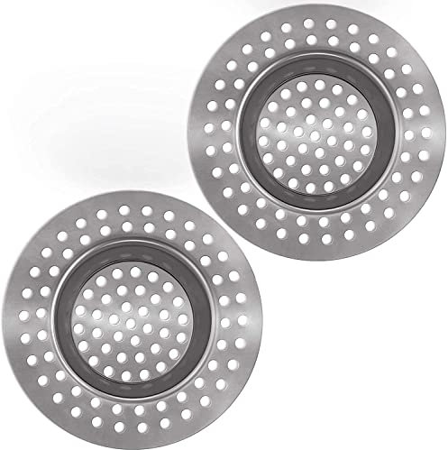 通用 2 pcs Stainless Steel Kitchen Sink Strainer Plug, Standard Strainer Drain Protector for Bathroom/Kitchen, Hair Catcher for Bathtub/Shower 3 inches 7.5 cm Bathroom Strainer, 7.5cm, 001