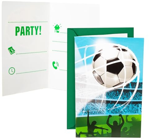 Procos - Einladungen mit Fußballtasche Soccer Fans Party aus FSC-Papier, 6 Stück, PR93753