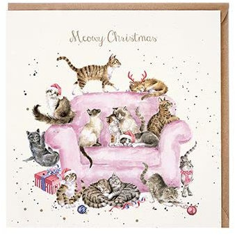 Wrendale Designs Weihnachtskarte mit Aufschrift Meowy Christmas