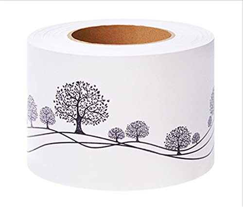 Guest Ruyunlai Self-Adhesive Wallpaper Border Peel and Stick Wall Border Sticker Home Ceiling Decorative Border for Bathroom Living Room Kitchen Black and White Tree 10cm X 500cm
