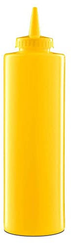 Forgast Distributeur de Sauce | Capacité 700 ML | Jaune | Bouteille Pressée en Plastique | Bouteille Pressée Professionnelle | Bouteille pour Sauces, Ketchup, Moutarde BBQ | Bouteille de Recharge