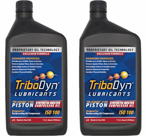 TriboDyn Tri-Guard 2100 ISO 100 Piston Diester Synthetic Air Compressor Oil (2 Quart Pack)