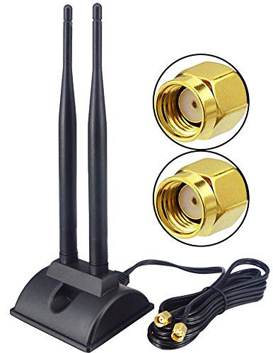 YILIANDUO ​​Antena WiFi con Base Magnética Doble Banda 2.4GHz/5.8GHz 6dBi Cable de 2m RP-SMA para Mejorar Señal de Router, Tarjeta PCI-E y Cámara​