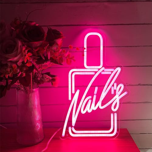 YGEQWK Nails Neon Lights Signs USB Neon lighting with Switch,LED Neon Sign Night Light for Wall Art Decor Sign for Manicure Shop/Room Decor (10.23''*15.74'')