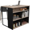 Miroytengo Isla Cocina Buh Mueble Auxiliar Negro y Roble Jackson 109x90x80 cm