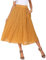 Parabler Rock Damen Midirock Hohe Taille Skirt Sommer Maxirock Elegant A-Line Langrock Casual Elastische Röcke mit Taschen Gelb M