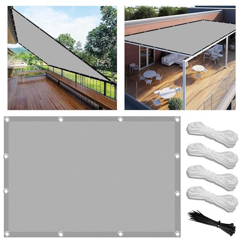 Brise Vue pour Balcon 0.8x1m Couverture de Écran Jardin 180g/㎡ Polyester Protection UV Résistant Déchirures Vent Protection Contre Les Regards avec Attaches de Câble et Cordons Gris Clair