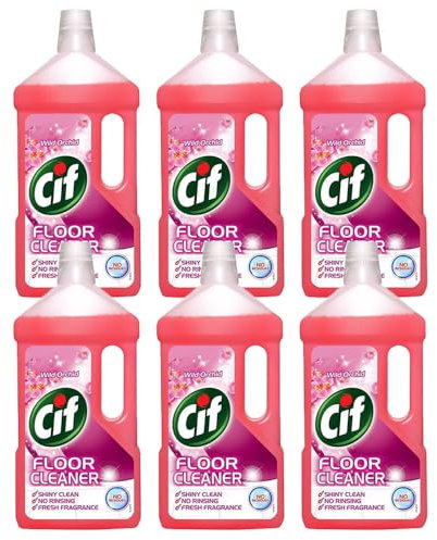 Cif Floor Cleaner Wild Orchid 950ml Pack of 6 All Purpose Cleaning Liquid Tiles Vinyl Linoleum Dirt Stain Mark Remover Kitchen Bathroom Home with Welari Thank You Card | (6pack) (5700ml)