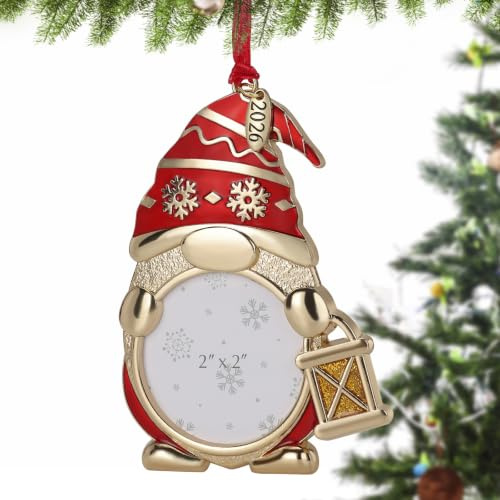 sucurcoo Adornos de gnomo para árbol de Navidad 2024: inserto de marco de fotos de 2 pulgadas, aporta una bonita y cálida decoración navideña a bebés, familias y parejas perfecta (Papá Noel)