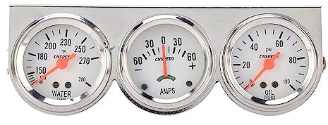 Conjunto de Kit de Medidor Triple 52 Mm Akozon Universal, 3 en 1 Presión Aceite, Temperatura Agua, Medidor Amplificador para la Mayoría los Vehículos 12V