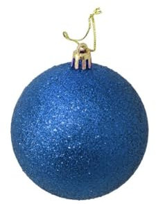 16 Bolas de Navidad 7 cm, Adornos Arbol Navidad con Cordón, Mate, Brillante Bolas Navidad, para Decoracion Navidad, Boda (Azul Purpurina)
