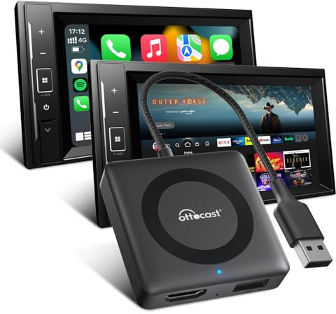 OTTOCAST Adattatore Wireless CarPlay, Wireless CarPlay Adapter per iPhone, Convertitore TV per Auto con Ingresso HDMI, Compatibile con Veicoli dal 2016+ e iPhone con iOS 10+, Plug & Play