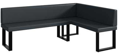 MEBLINI Eckbank für Esszimmer - Küchenbank - Essecke - Sitzecke Küche - ERIC - U-Beine 142x196x87cm Rechts - Dunkelgrau Kunstleder