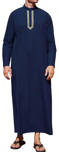 YAOHUOLE Islamische Kleidung Herren Nachthemd Lang Gebetskleidung Männer Islam