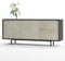 SIMPLYFURN Sideboard Akia Kommode für Wohnzimmer oder Flur in Anthrazit mit Beton Oxid Türen, 154x40x66 cm, Metallfüße, Push-to-Open, modernes Lowboard mit verstellbaren Einlegeböden