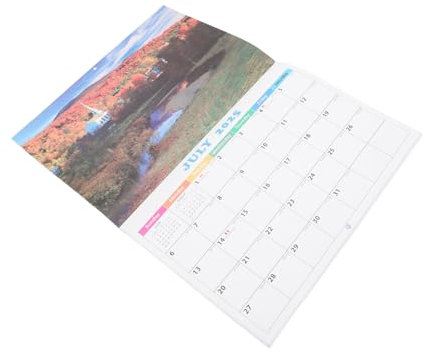 SHOWERORO Wandkalender Mit Naturlandschaftsmustern Monatskalender Zum Aufhängen Tageskalender Mit Feiertagsmonatskalender Großer Hängekalender Für Wohnzimmer Und Büro Monatsplaner Mit Orname