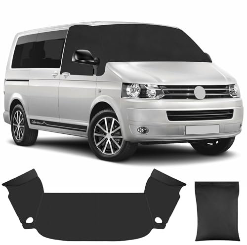 Auto Windschutzscheiben Abdeckung für VW T5 2003-2015, 600D Oxford Wasserdicht Frontscheibe Sonnenschutz, Wetterfest Frontscheibenabdeckung, Blackout Anti-UV/Frost/Ice/Staub Wrap Cover