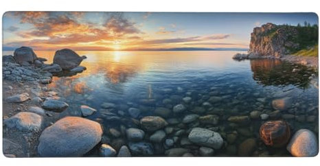Tapis de Souris Coucher de Soleil,1000 x 500 x 3 mm Tapis de Souris XXL,Mer Tapis Souris,Tapis de Bureau avec Bords Surpiqués,Lavable Accessoires Bureau,pour Les Jeux,la Maison et Le Bureau -Y2161